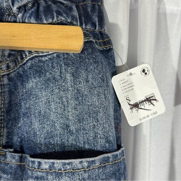 WE THE FREE HAZEL PULL ON UTILITY JEANS IN DARK AND STORMY NWT SMALL - Picture 9 of 9